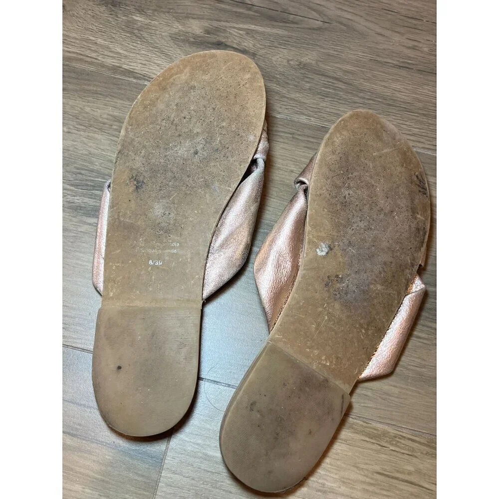 Jeffrey Campbell Metallic Rose Gold Knotted Slide Sandals Womens Size 8